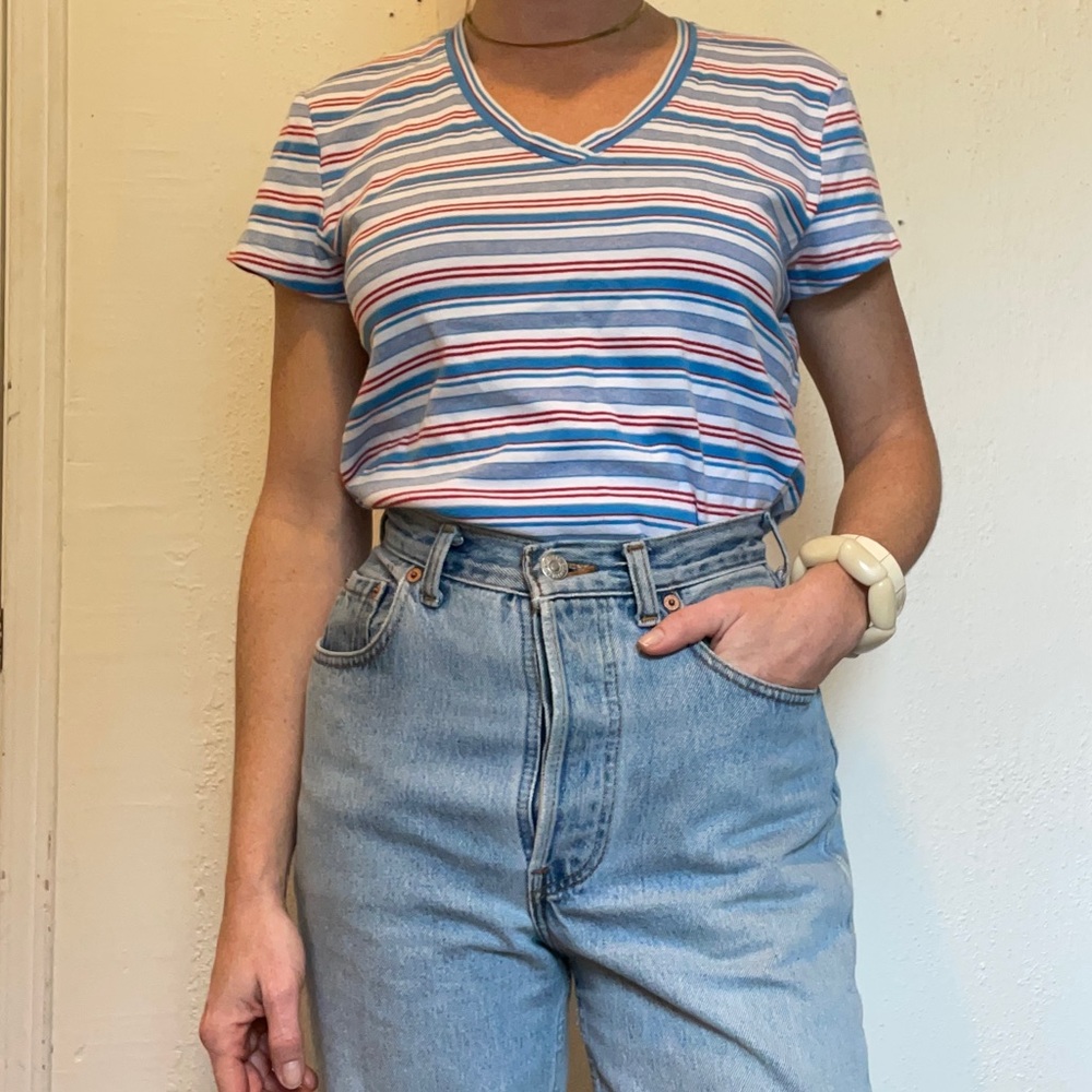 Northern Reflections striped v neck T-shirt